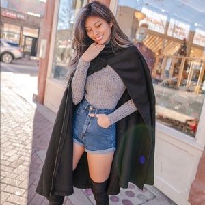 Solid Hooded Cape Coat. Size S